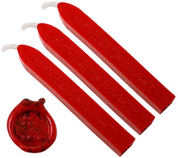 Siegelwachs Stange mit Docht Feuerrot, 3 Stück